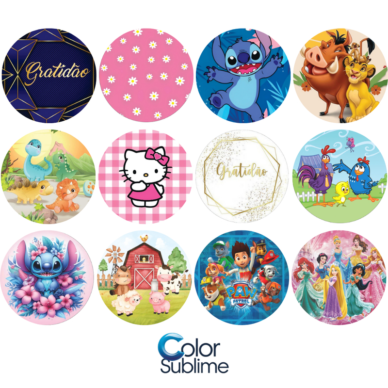 Kit 12 Capas Painéis Redondos Mesa Sublimado C/ Elástico 50×50Cm  VARIAÇÃO - 03/22