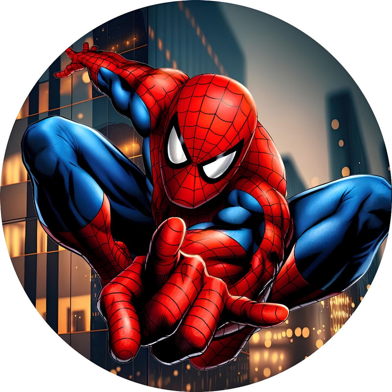Capa Painel Redondo Mesa Homem Aranha Sublimado C/ Elástico 50×50Cm 04