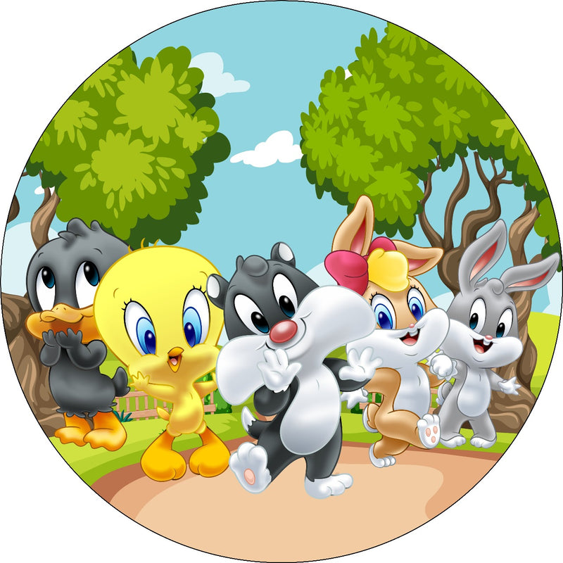 Capa Painel Redondo Mesa Looney Tunes Sublimado C/ Elástico 50×50Cm 01
