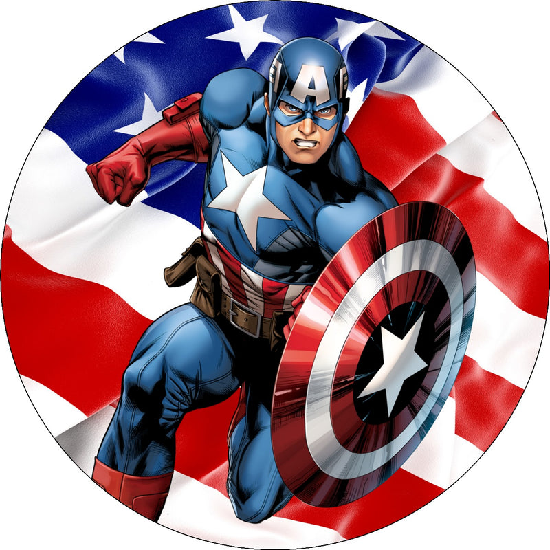 Capa Painel Redondo Mesa Capitão América Sublimado C/ Elástico 50×50Cm 05