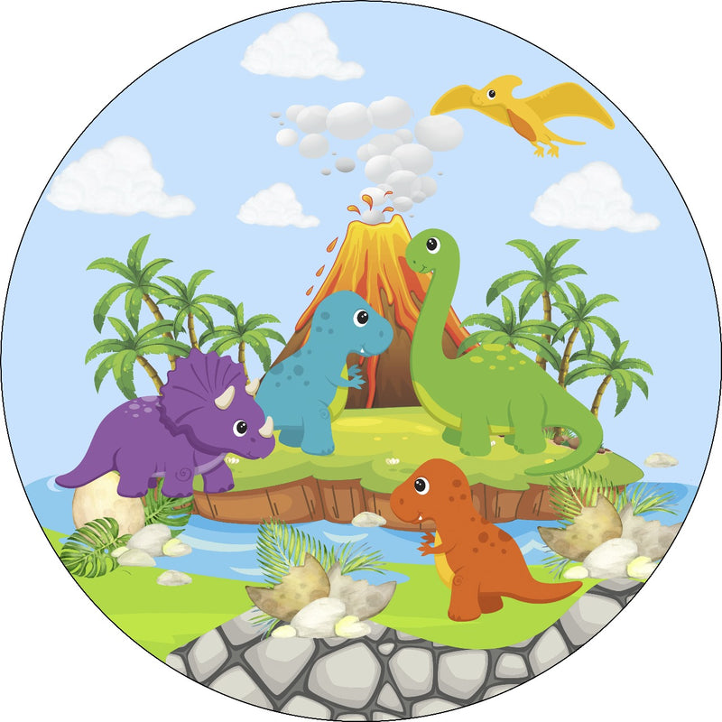 Capa Painel Redondo Mesa Dino Baby Sublimado C/ Elástico 50×50Cm 19