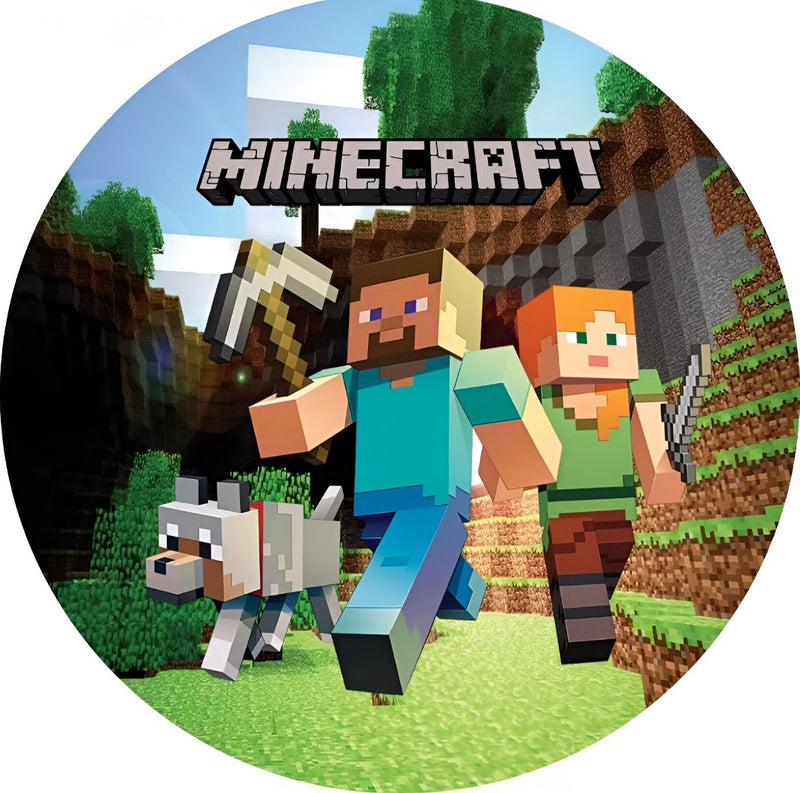 Capa Painel Redondo Mesa Minecraft Sublimado C/ Elástico 50×50Cm 01