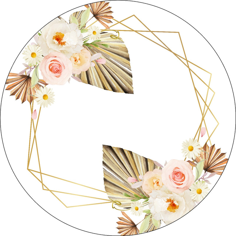 Capa Painel Redondo Mesa Floral Sublimado C/ Elástico 50×50Cm 13