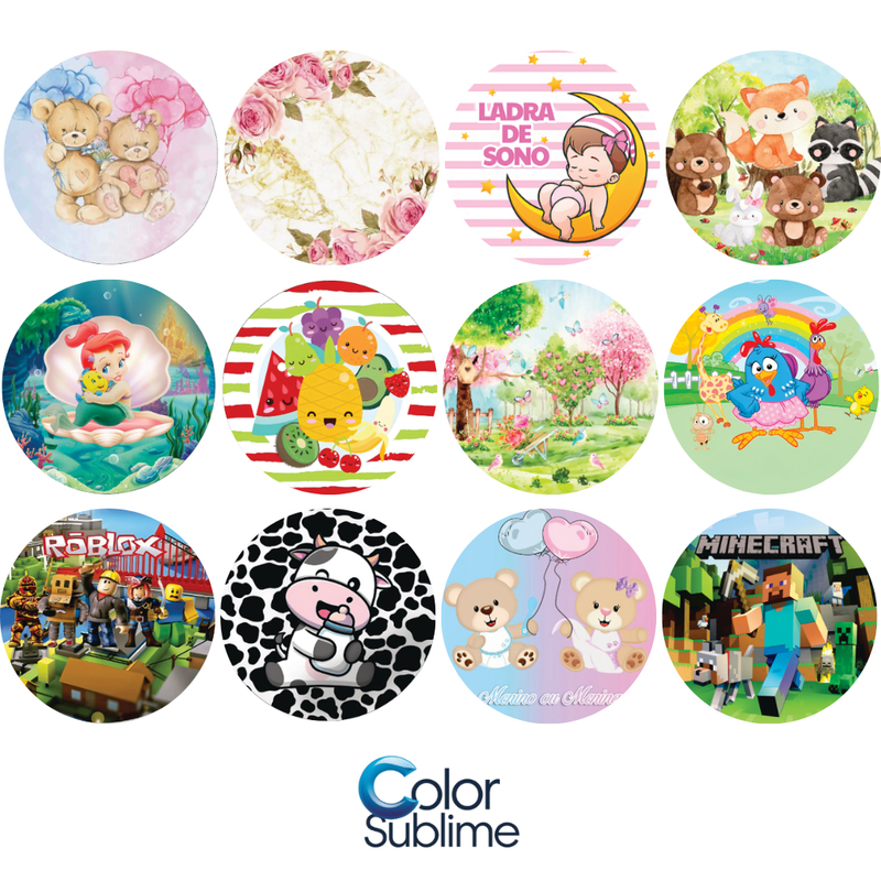 Kit 12 Capas Painéis Redondos Mesa Sublimado C/ Elástico 50×50Cm  VARIAÇÃO - 10/29