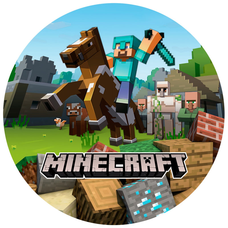Capa Painel Redondo Mesa Minecraft Sublimado C/ Elástico 50×50Cm 02
