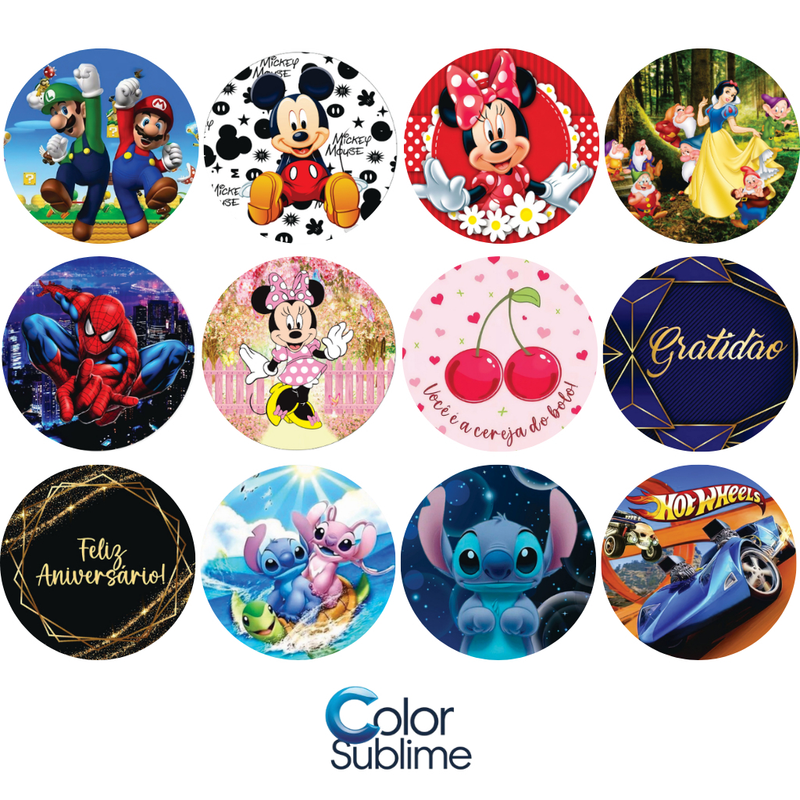 Kit 12 Capas Painéis Redondos Mesa Sublimado C/ Elástico 50×50Cm  VARIAÇÃO - 14/33