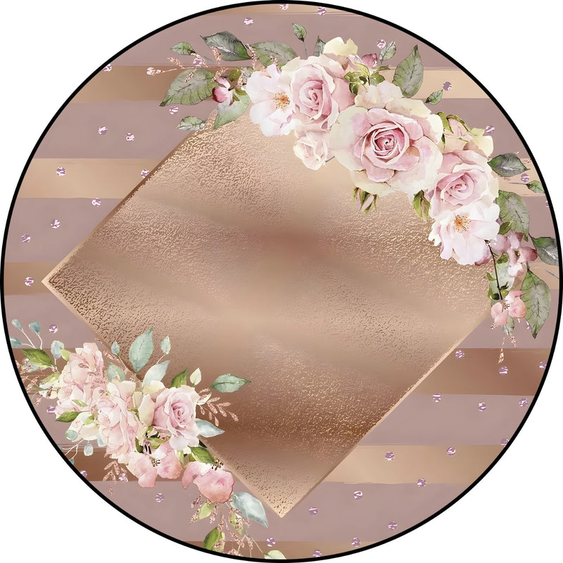 Capa Painel Redondo Mesa Floral Sublimado C/ Elástico 50×50Cm 06