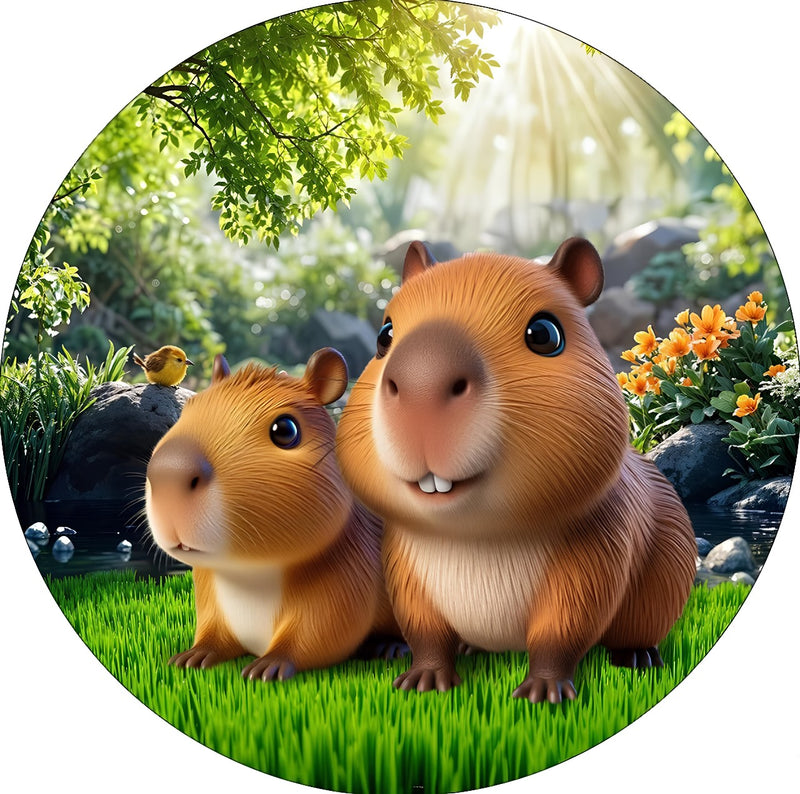 Capa Painel Redondo Mesa Capivara Sublimado C/ Elástico 50×50Cm 19