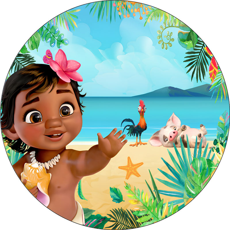 Capa Painel Redondo Mesa Moana Baby Sublimado C/ Elástico 50×50Cm 02