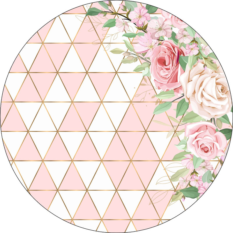Capa Painel Redondo Mesa Floral Sublimado C/ Elástico 50×50Cm 10