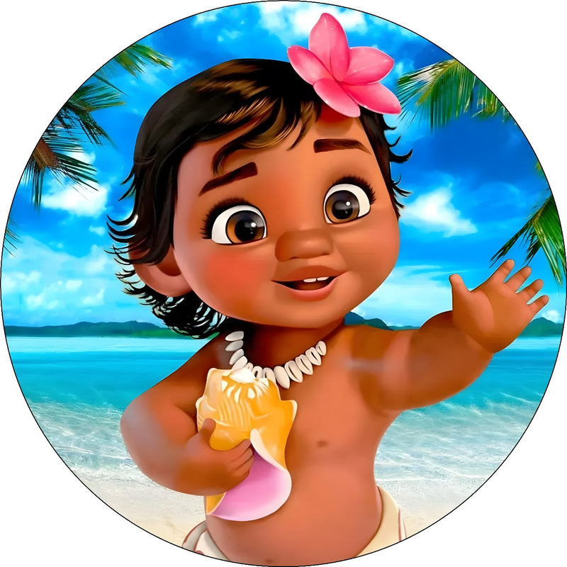 Capa Painel Redondo Mesa Moana Baby Sublimado C/ Elástico 50×50Cm 08
