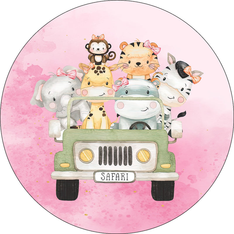 Capa Painel Redondo Mesa Safari Rosa Sublimado C/ Elástico 50×50Cm 04