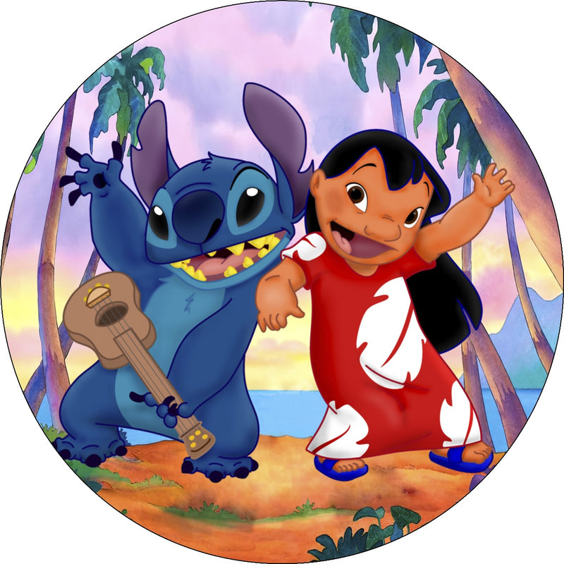 Capa Painel Redondo Mesa Lilo & Stitch Sublimado C/ Elástico 50×50Cm 07