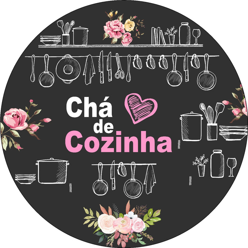 Capa Painel Redondo Mesa Chá de Cozinha Sublimado C/ Elástico 50×50Cm 02