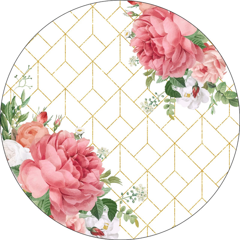 Capa Painel Redondo Mesa Floral Sublimado C/ Elástico 50×50Cm 34