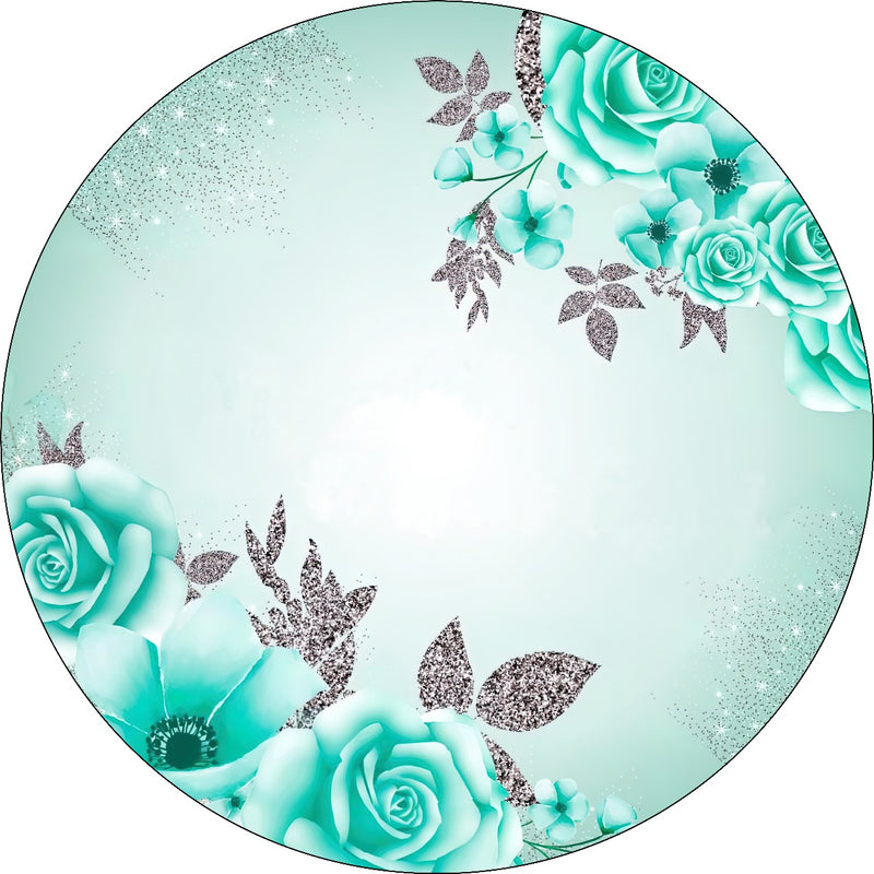 Capa Painel Redondo Mesa Floral Sublimado C/ Elástico 50×50Cm 29