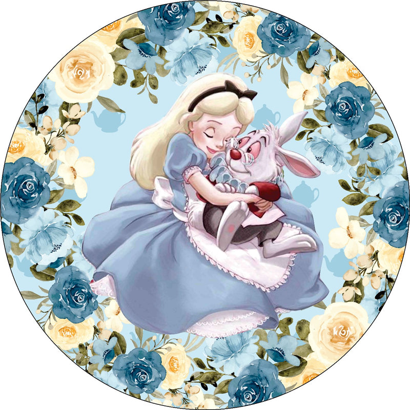 Capa Painel Redondo Mesa Alice no País das Maravilhas Sublimado C/ Elástico 50×50Cm 03