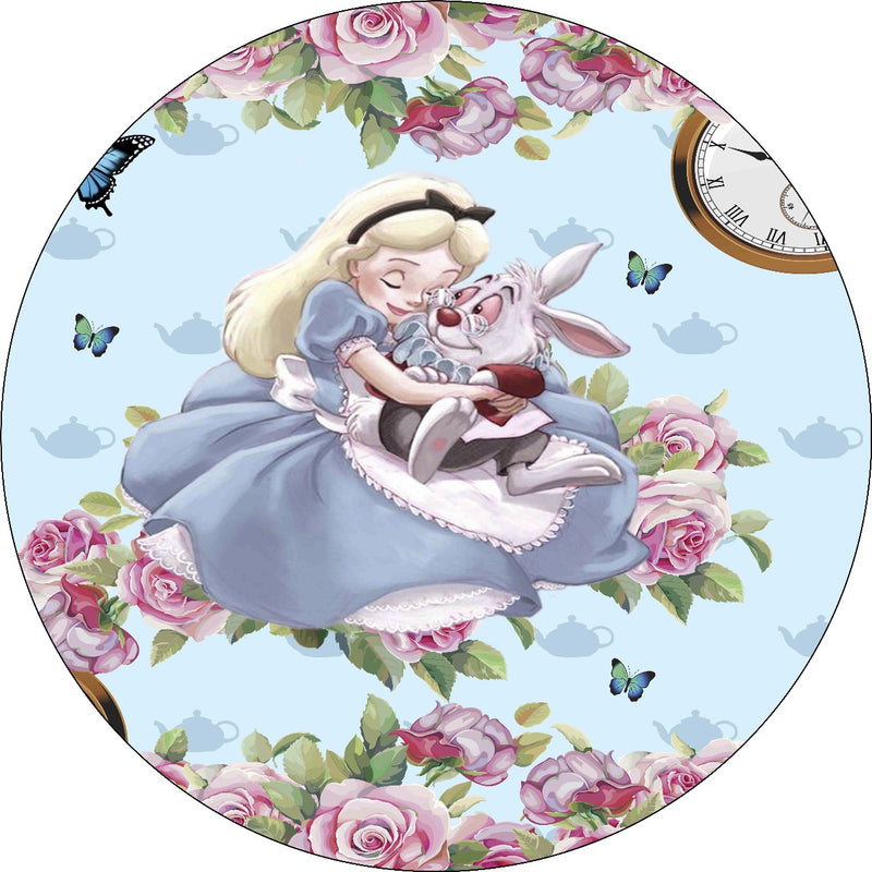 Capa Painel Redondo Mesa Alice no País das Maravilhas Sublimado C/ Elástico 50×50Cm 04