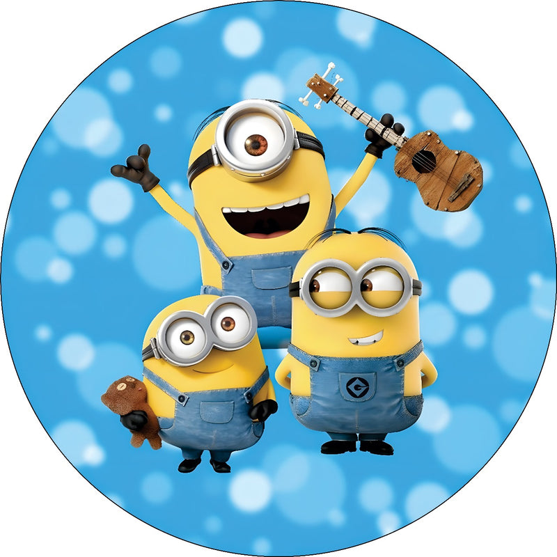 Capa Painel Redondo Mesa Minions Sublimado C/ Elástico 50×50Cm 01