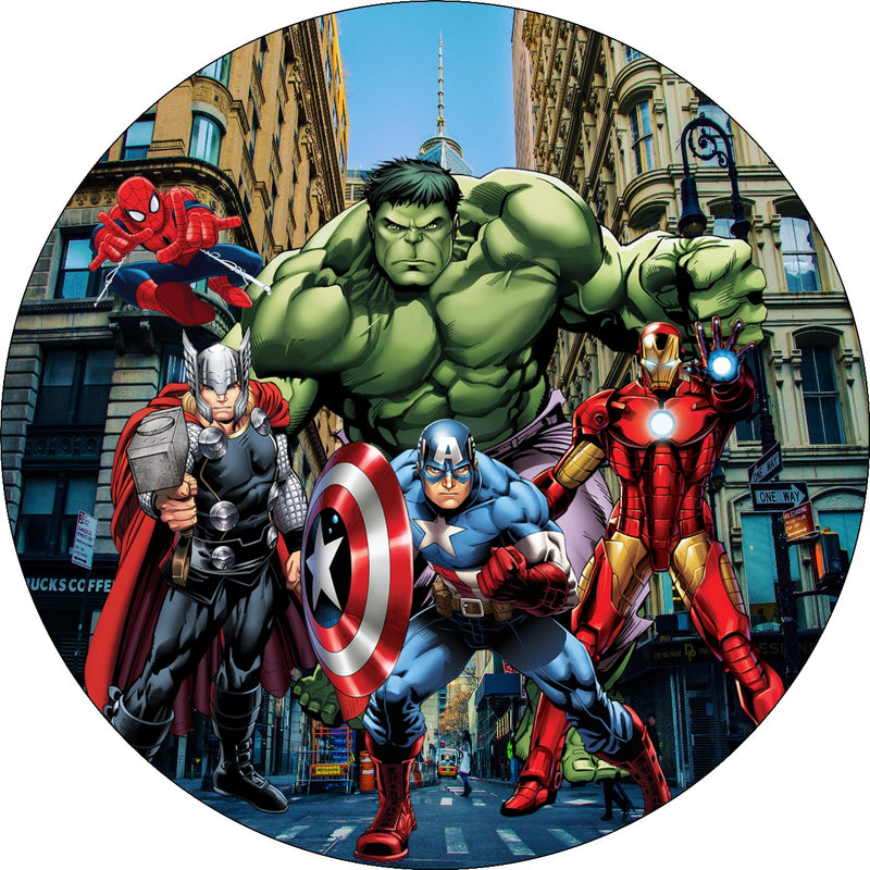 Capa Painel Redondo Mesa Vingadores Sublimado C/ Elástico 50×50Cm 12