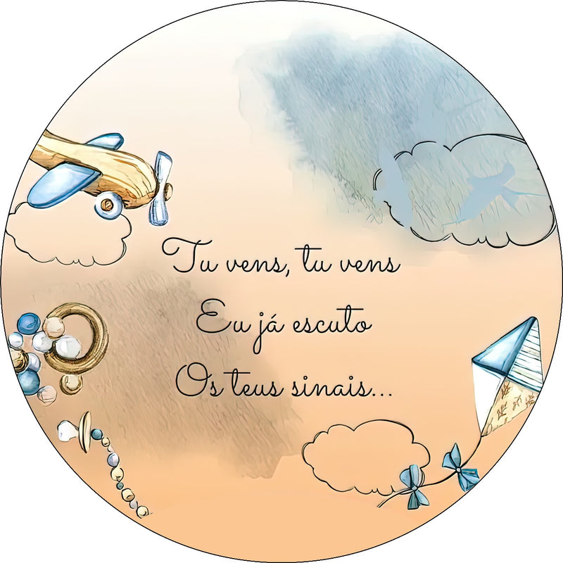 Capa Painel Redondo Mesa Chá de Bebê Sublimado C/ Elástico 50×50Cm 04