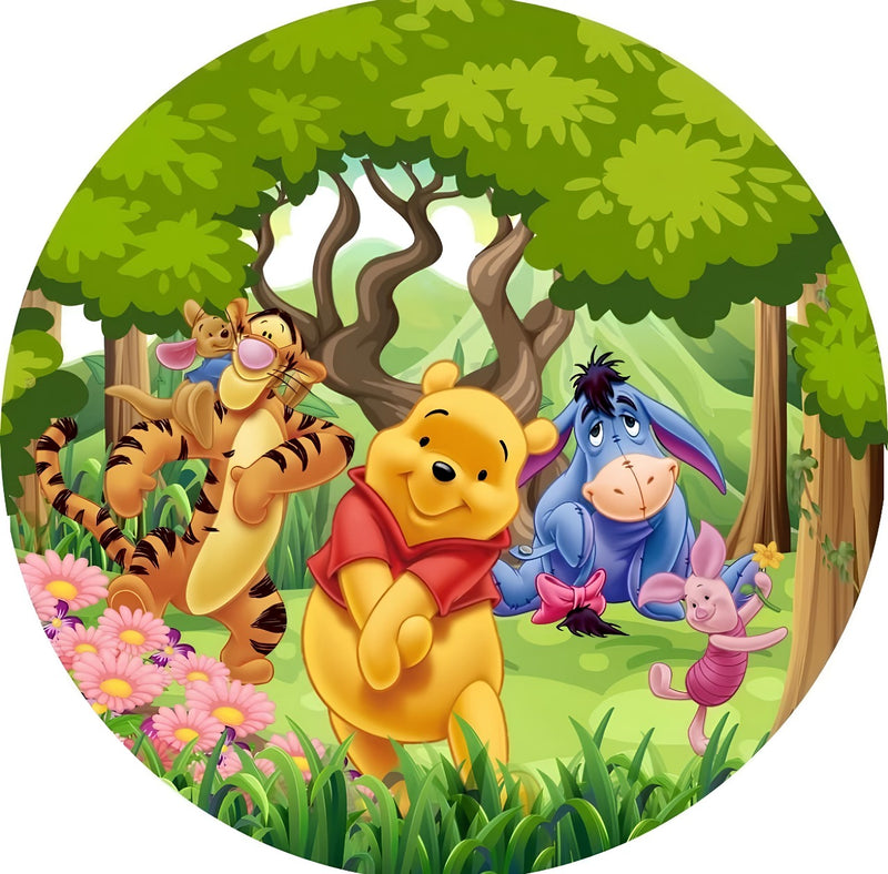 Capa Painel Redondo Mesa Ursinho Pooh Sublimado C/ Elástico 50×50Cm 05
