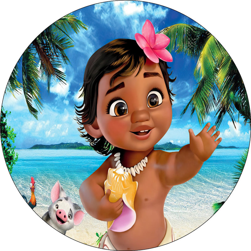 Capa Painel Redondo Mesa Moana Baby Sublimado C/ Elástico 50×50Cm 11