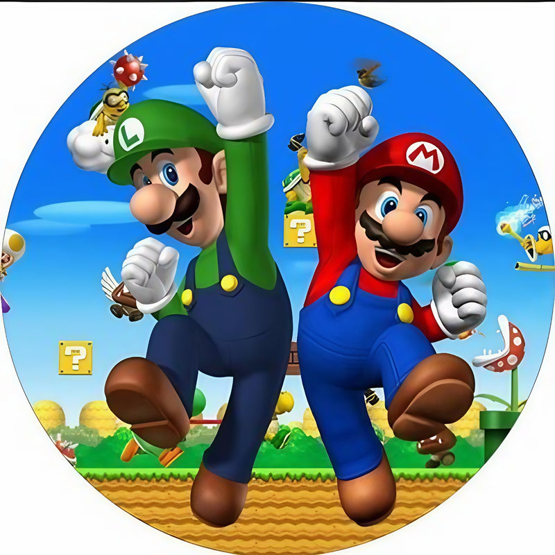 Capa Painel Redondo Mesa Super Mario Sublimado C/ Elástico 50×50Cm 05