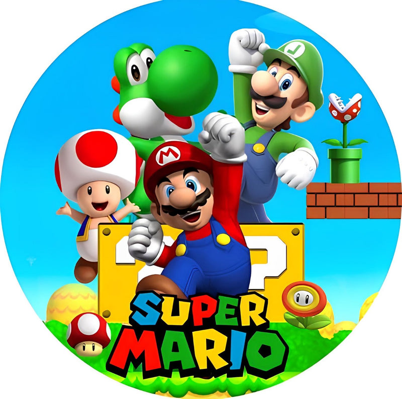 Capa Painel Redondo Mesa Super Mario Sublimado C/ Elástico 50×50Cm 07