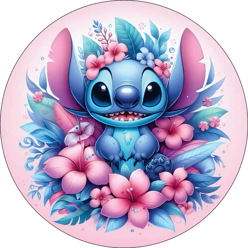 Capa Painel Redondo Mesa Lilo & Stitch Sublimado C/ Elástico 50×50Cm 15