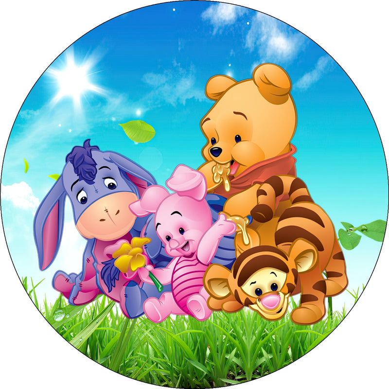 Capa Painel Redondo Mesa Ursinho Pooh Sublimado C/ Elástico 50×50Cm 01