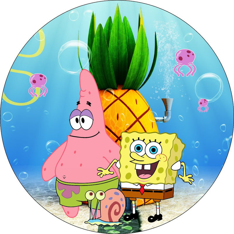Capa Painel Redondo Mesa Bob Esponja Sublimado C/ Elástico 50×50Cm 02
