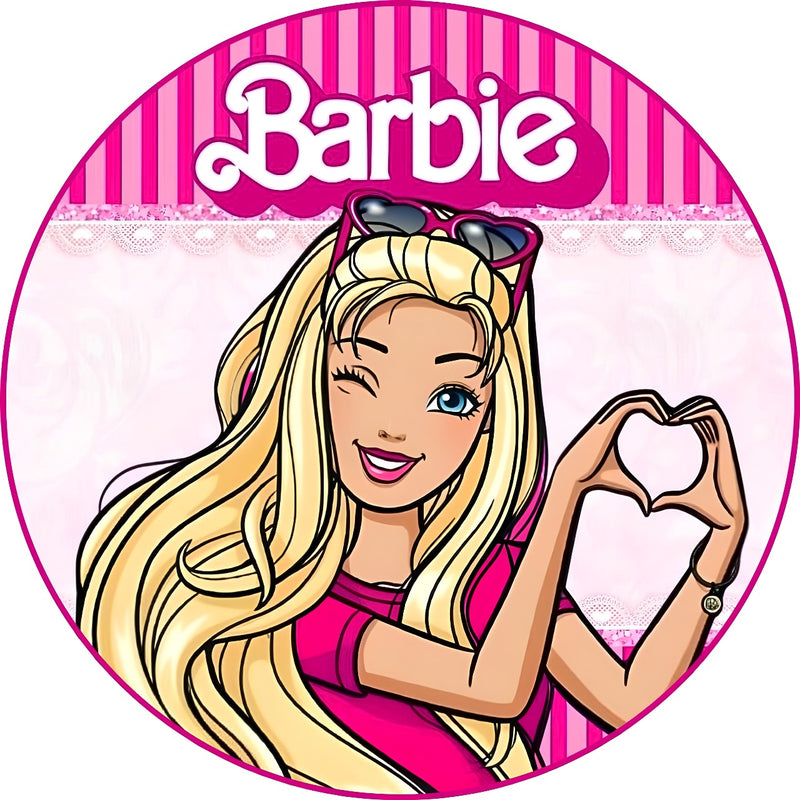Capa Painel Redondo Mesa Barbie Sublimado C/ Elástico 50×50Cm 14