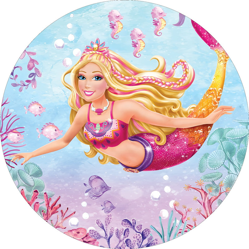 Capa Painel Redondo Mesa Barbie Sublimado C/ Elástico 50×50Cm 12