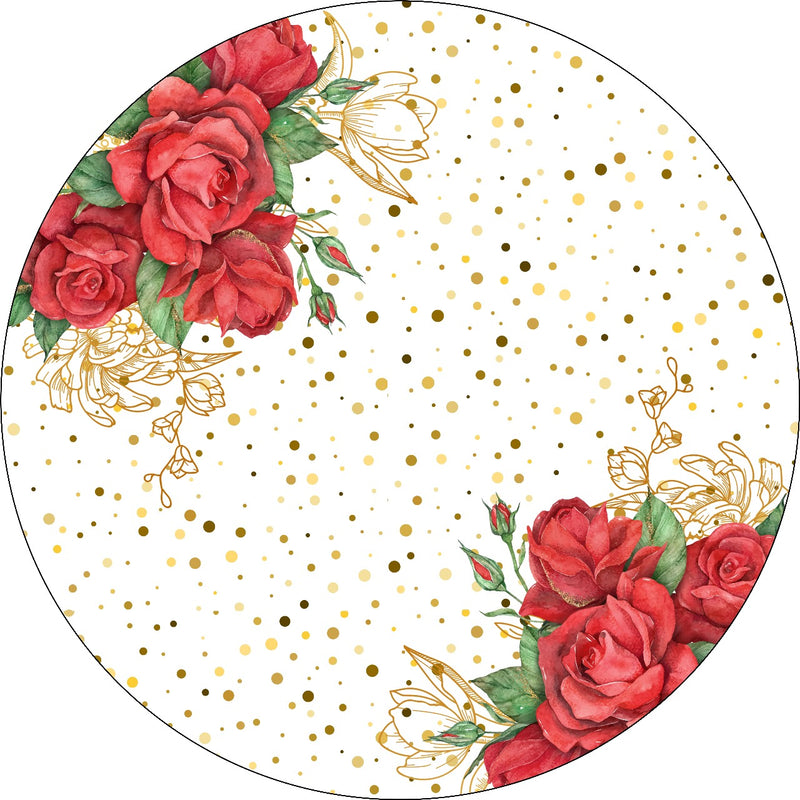 Capa Painel Redondo Mesa Floral Sublimado C/ Elástico 50×50Cm 02