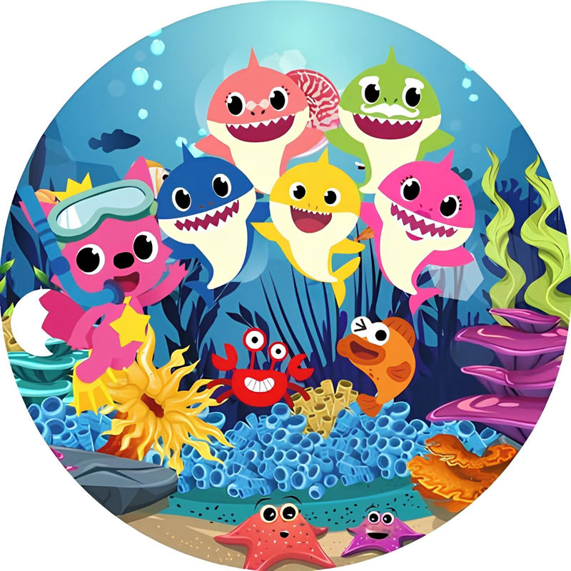 Capa Painel Redondo Mesa Baby Shark Sublimado C/ Elástico 50×50Cm 04