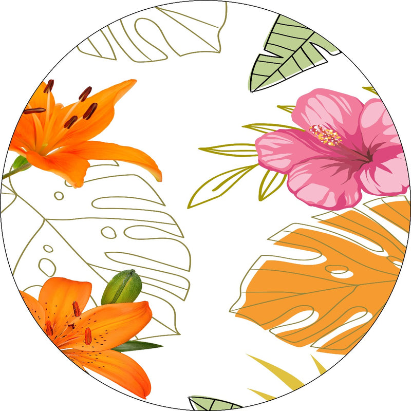 Capa Painel Redondo Mesa Floral Sublimado C/ Elástico 50×50Cm 09