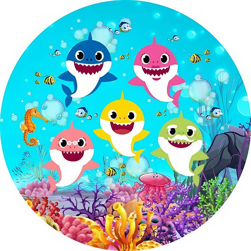 Capa Painel Redondo Mesa Baby Shark Sublimado C/ Elástico 50×50Cm 03