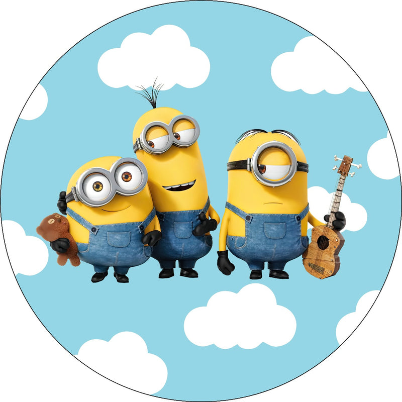 Capa Painel Redondo Mesa Minions Sublimado C/ Elástico 50×50Cm 03