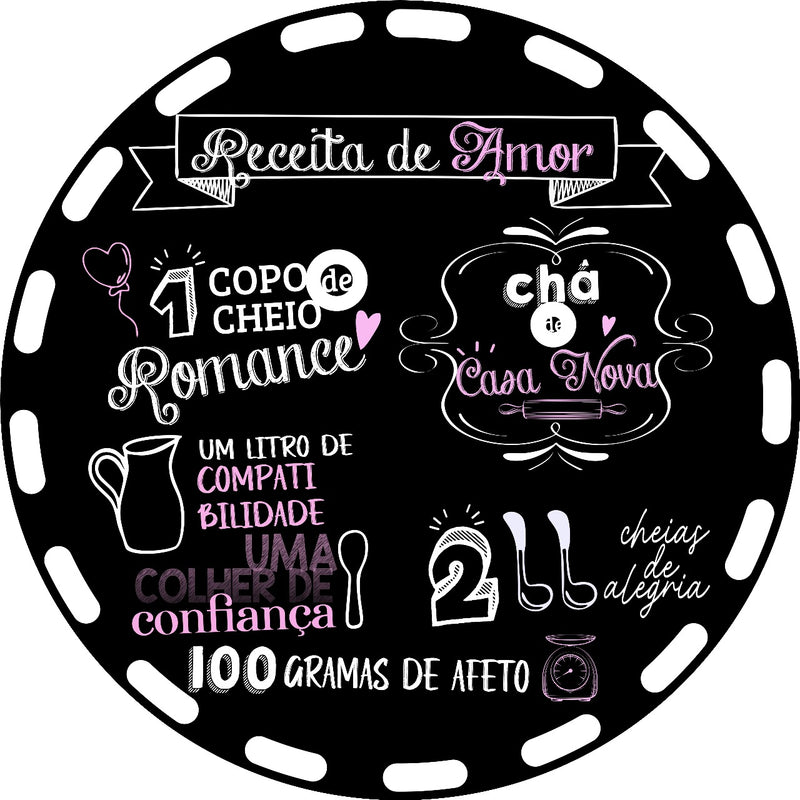 Capa Painel Redondo Mesa Chá de Cozinha Sublimado C/ Elástico 50×50Cm 06