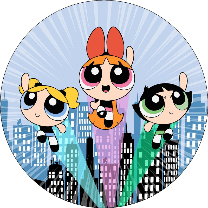Capa Painel Redondo Mesa Meninas Super Poderosas Sublimado C/ Elástico 50×50Cm 07