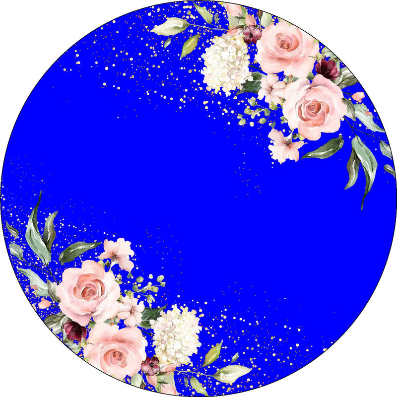 Capa Painel Redondo Mesa Floral Sublimado C/ Elástico 50×50Cm 12