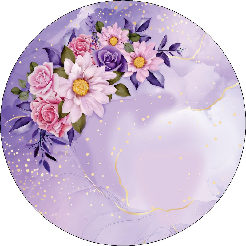 Capa Painel Redondo Mesa Floral Sublimado C/ Elástico 50×50Cm 22