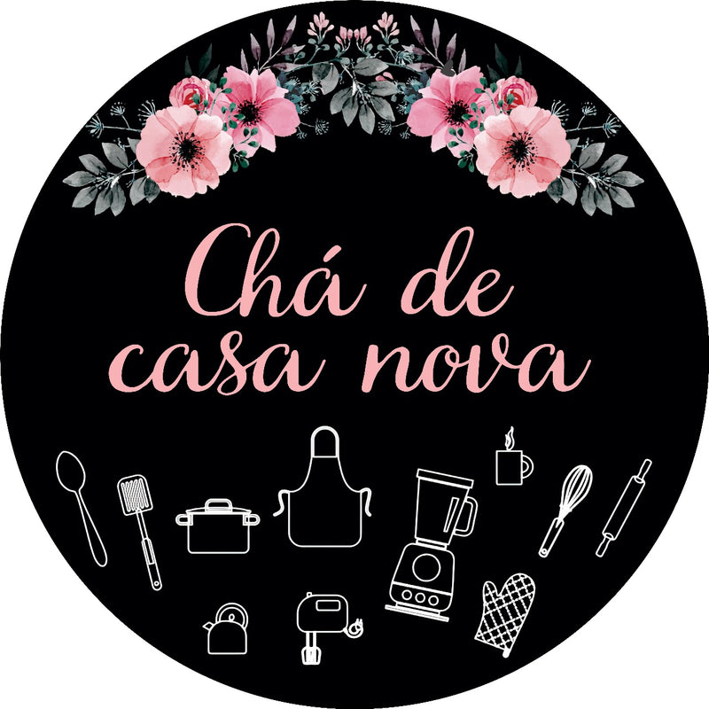 Capa Painel Redondo Mesa Chá de Casa Nova Sublimado C/ Elástico 50×50Cm 01