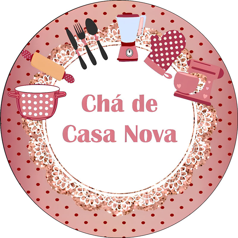 Capa Painel Redondo Mesa Chá de Casa Nova Sublimado C/ Elástico 50×50Cm 02