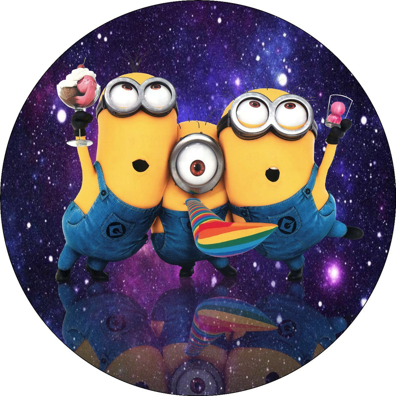 Capa Painel Redondo Mesa Minions Sublimado C/ Elástico 50×50Cm 02