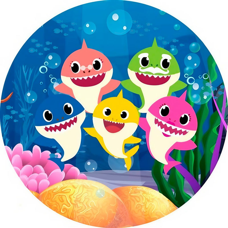 Capa Painel Redondo Mesa Baby Shark Sublimado C/ Elástico 50×50Cm 01