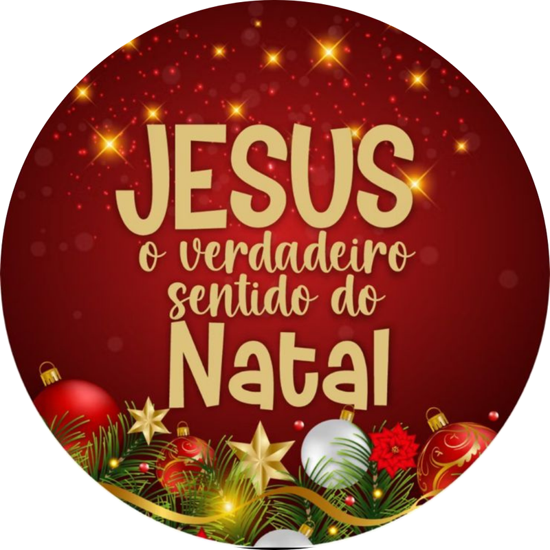 Painel Redondo Tecido Sublimado 3D Natal