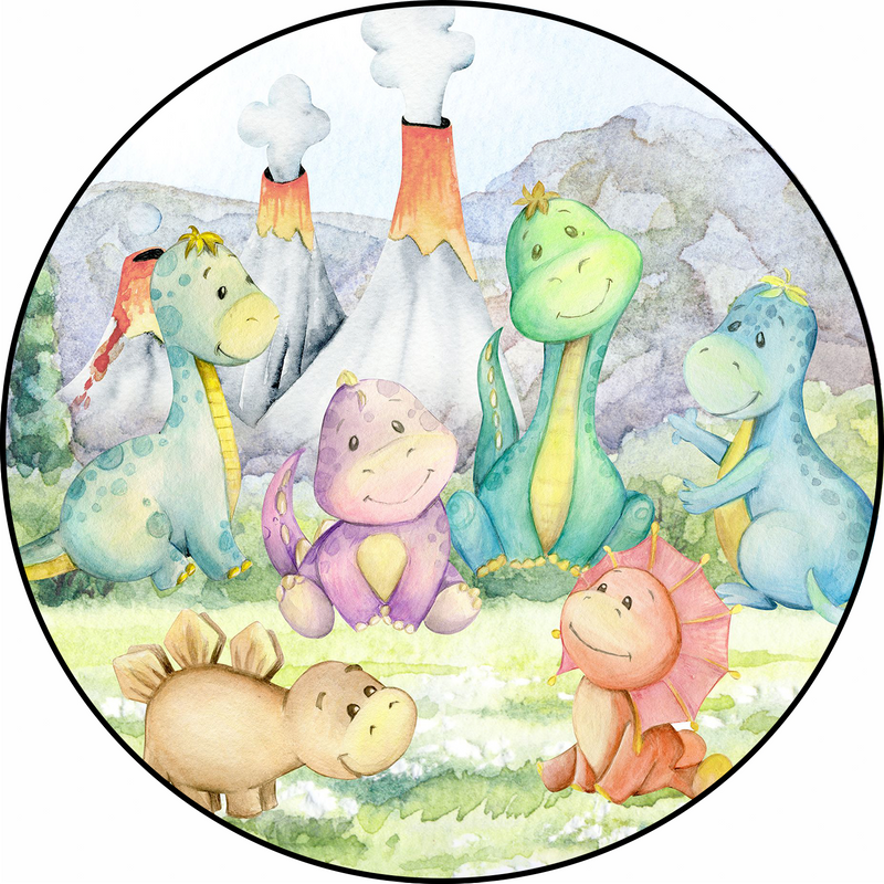 Capa Painel Redondo Mesa Dino Baby Sublimado C/ Elástico 50×50Cm 04