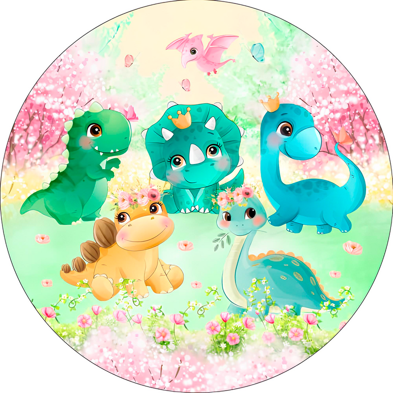 Capa Painel Redondo Mesa Dino Baby Sublimado C/ Elástico 50×50Cm 05